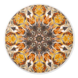Mosaic Abstract Monarch Butterfly Mandala Pattern Ceramic Knob