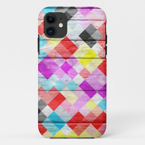 Mosaic Abstract Pastel Wood 2 iPhone 11 Case