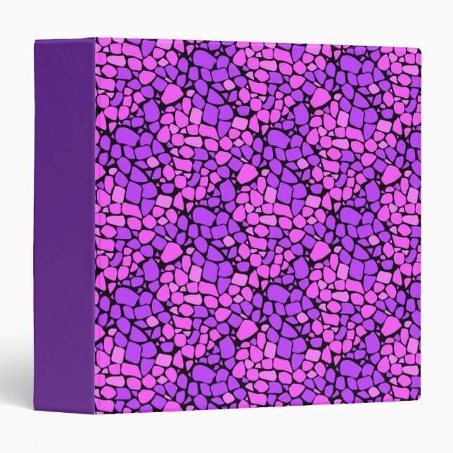 Mosaic abstract pattern tile crimson purple black 3 ring binder (Front/Spine)