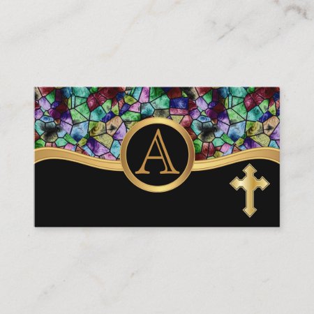 Mosaic Abstract Stained Glass | Golden Cross Business Card