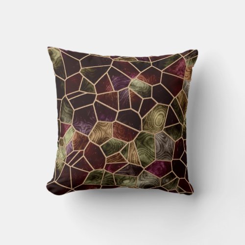 Mosaic Abstract Stained Glass Throw Pillow