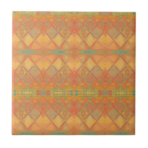 Mosaic amber orange jade green geometric design ceramic tile
