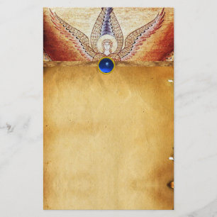 MOSAIC ANGEL Brown Parchment Blue Sapphire Stationery