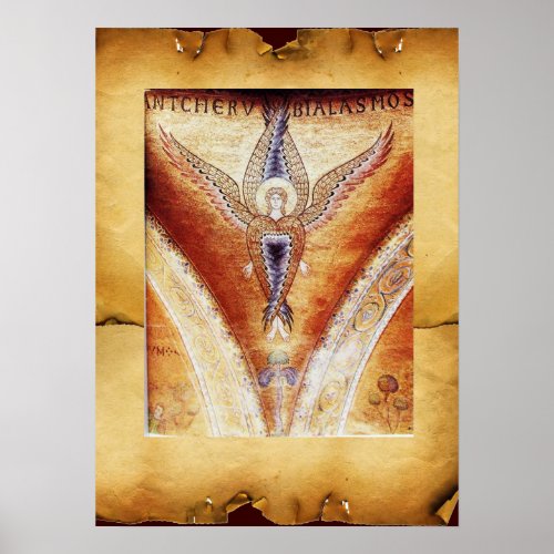 MOSAIC ANGEL  Brown Parchment Poster