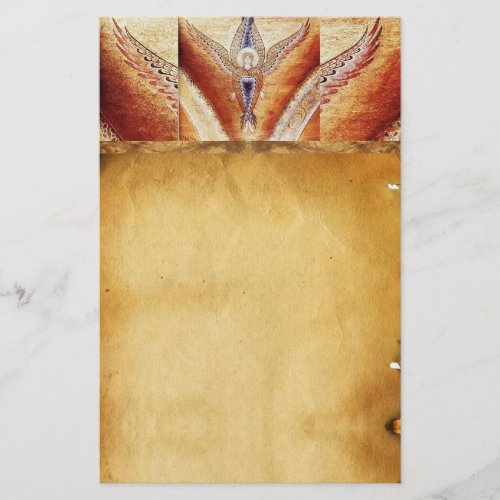 MOSAIC ANGEL  Brown Parchment Stationery