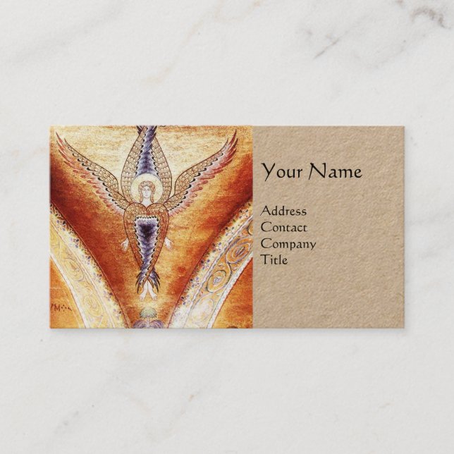 MOSAIC ANGEL MONOGRAM Brown Kraft Paper Business Card (Front)