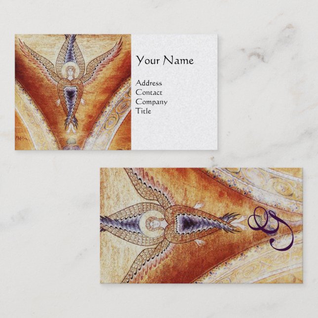 MOSAIC ANGEL MONOGRAM Brown White Pearl Business Card (Front/Back)
