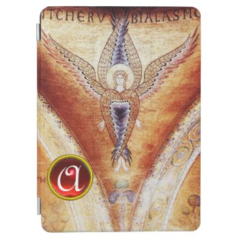 Mosaic Angel Parchment Red Ruby Monogram Ipad Air Cover by bulgan_lumini at Zazzle