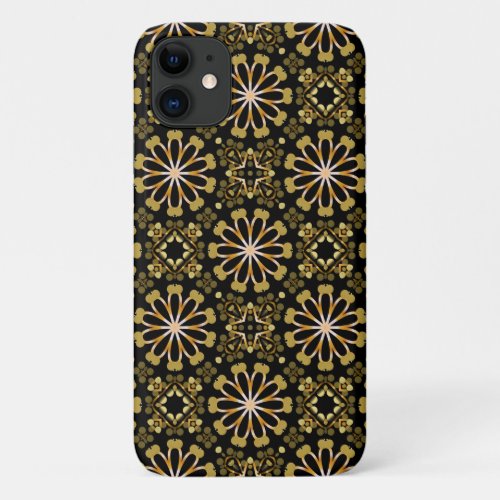 Mosaic Arabesque Gold and Black Geometric Pattern iPhone 11 Case