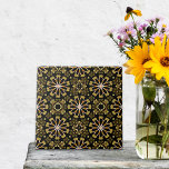 Mosaic Arabesque Gold and Black Geometric Pattern Ceramic Tile<br><div class="desc">Elegant ceramic tile design featuring a seamless pattern made of geometric shapes in faux gold shades on black background.</div>