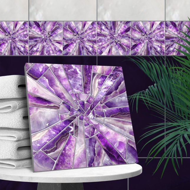 Mosaic Art - Amethyst and Pearl Ceramic Tile (Creator Uploaded)