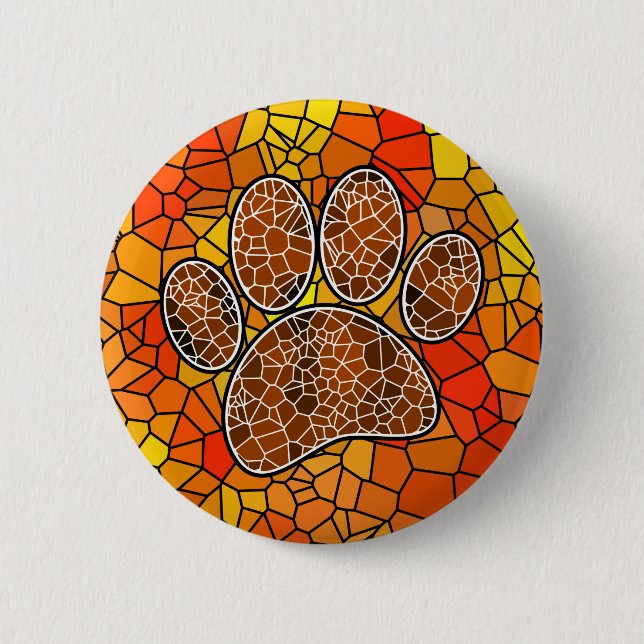 Mosaic Art Dog Paw Print Button (Front)