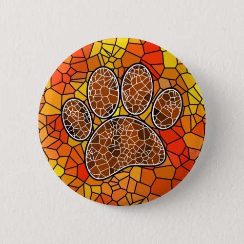 Mosaic Art Dog Paw Print Button