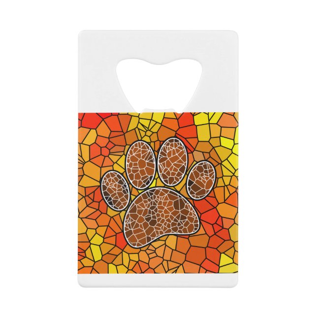 Mosaic Art Dog Paw Print Credit Card Bottle Opener (Front)