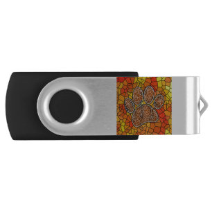 Mosaic Art Dog Paw Print Flash Drive