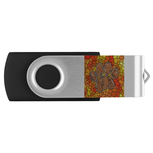 Mosaic Art Dog Paw Print Flash Drive (Front)