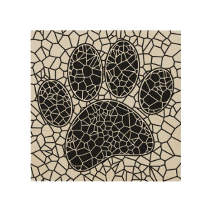 Mosaic Art Dog Paw Print In Black And White 