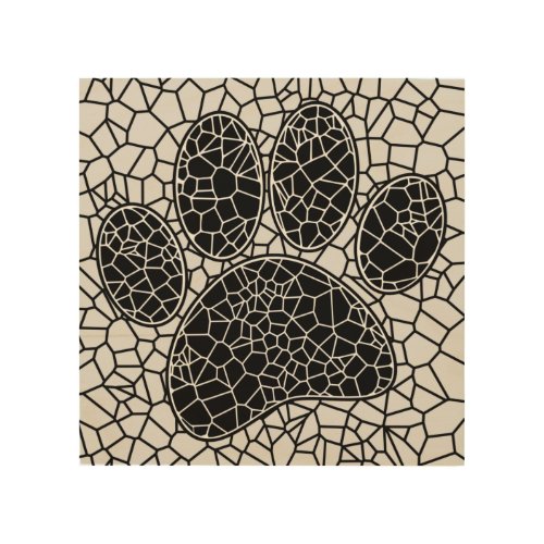Mosaic Art Dog Paw Print In Black And White 