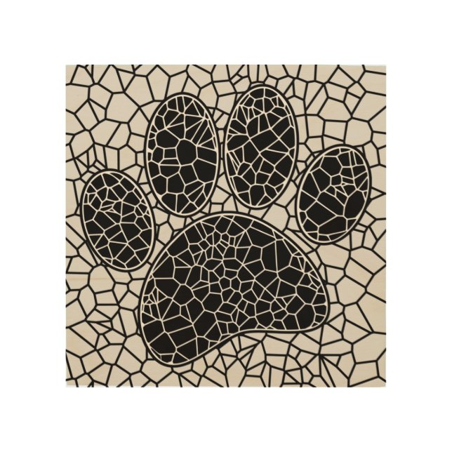 Mosaic Art Dog Paw Print In Black And White  (Front)