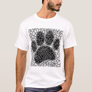 Mosaic Art Dog Paw Print In Black And White T-Shirt