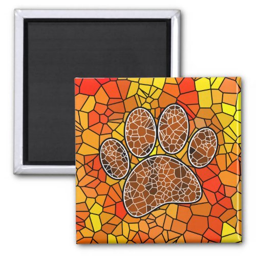 Mosaic Art Dog Paw Print Magnet