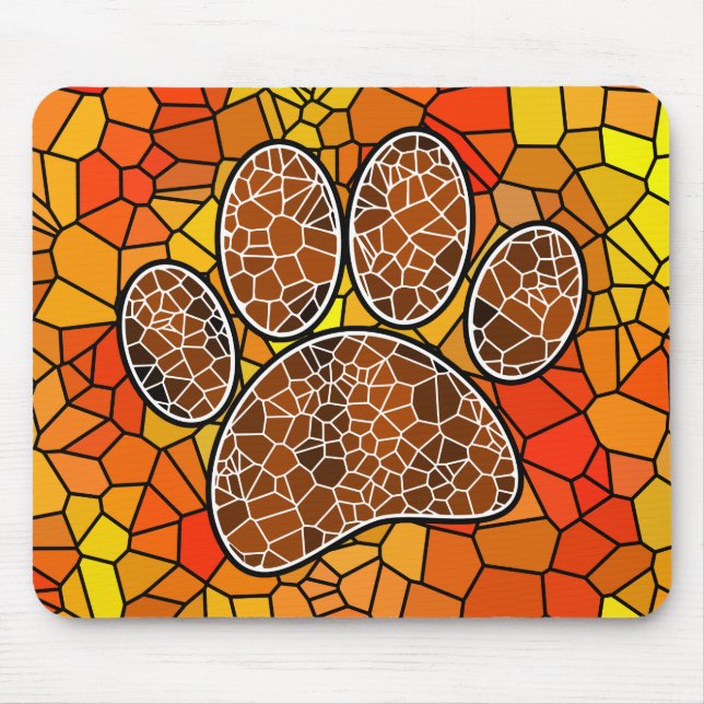 Mosaic Art Dog Paw Print Mouse Pad (Front)