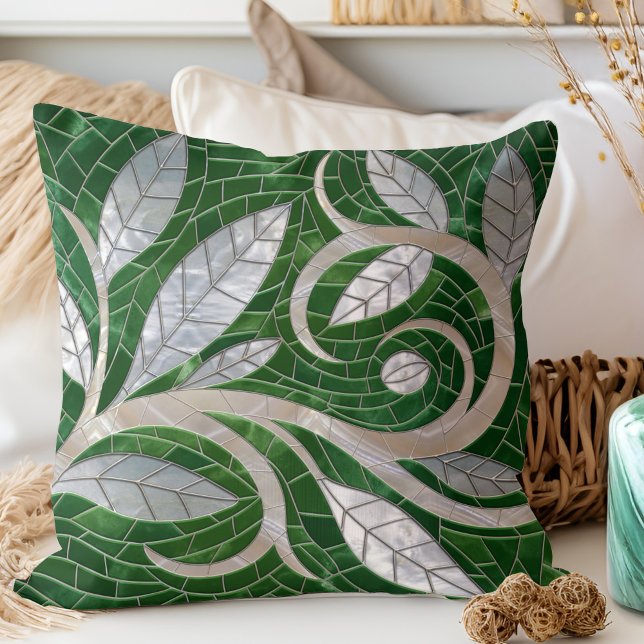Mosaic Art Oriental Flourish  Throw Pillow (Creator Uploaded)