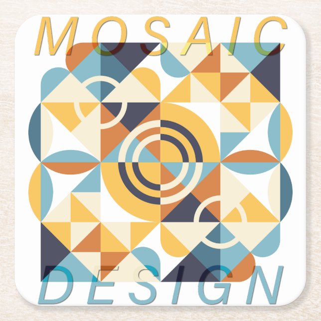 Mosaic Art Pattern Square Paper Coaster (Front)