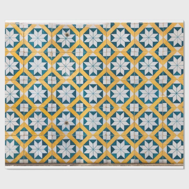 Mosaic Art Repetitive Pattern Spanish Moroccan Wrapping Paper (Flat)