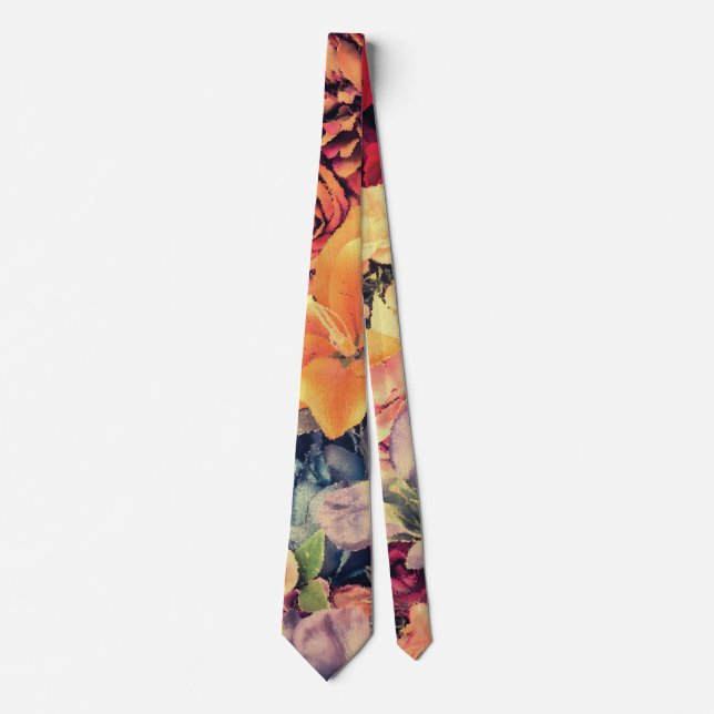 Mosaic Autumn Flowers Tie (Front)