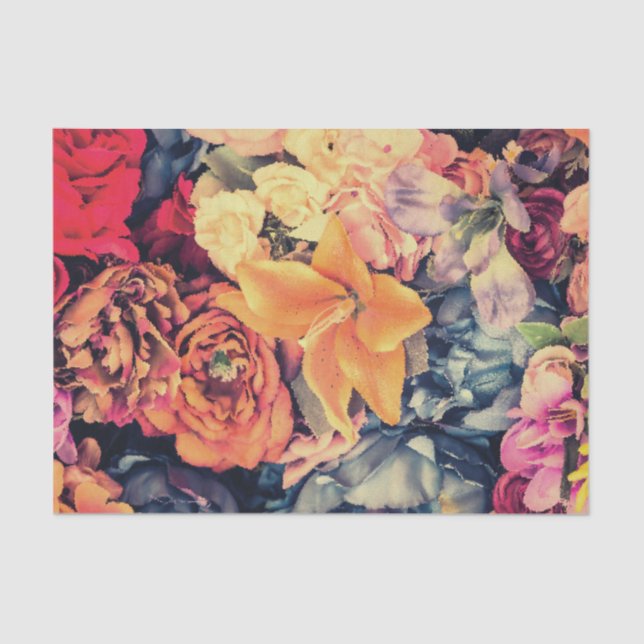 Mosaic Autumn Flowers Tissue Paper (Front)