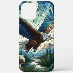 Mosaic Bear and Eagle in the Mountains iPhone 12 Pro Max Case