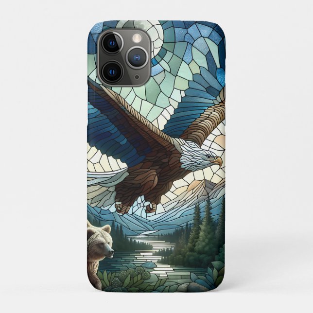 Mosaic Bear and Eagle in the Mountains  Case-Mate iPhone Case (Back)