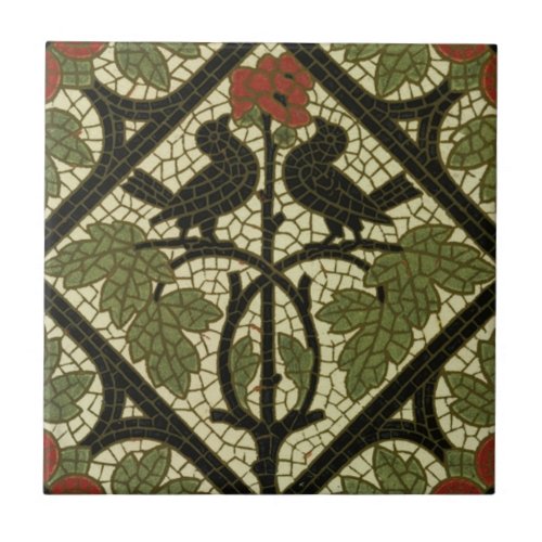 Mosaic Birds Tile c1885 Mintons Vintage Design