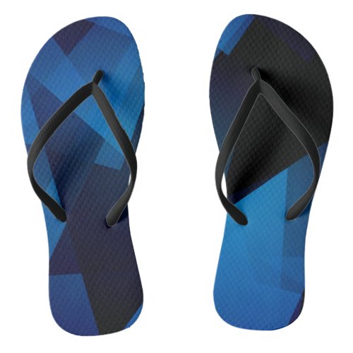 Mosaic Black and Blue Abstract Triangle Flip Flops