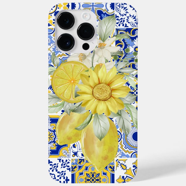 Mosaic Blooms in Blue and Yellow  Case-Mate iPhone Case (Back)