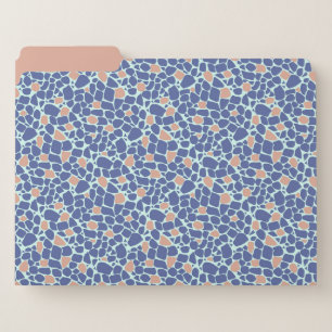 Mosaic blue beige abstract pattern tile retro file folder