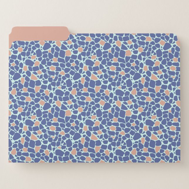 Mosaic blue beige abstract pattern tile retro file folder (Front Left)