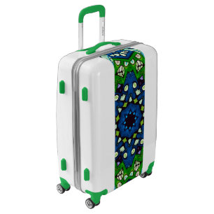 Mosaic Blue Green Boho Chic Mandala Luggage