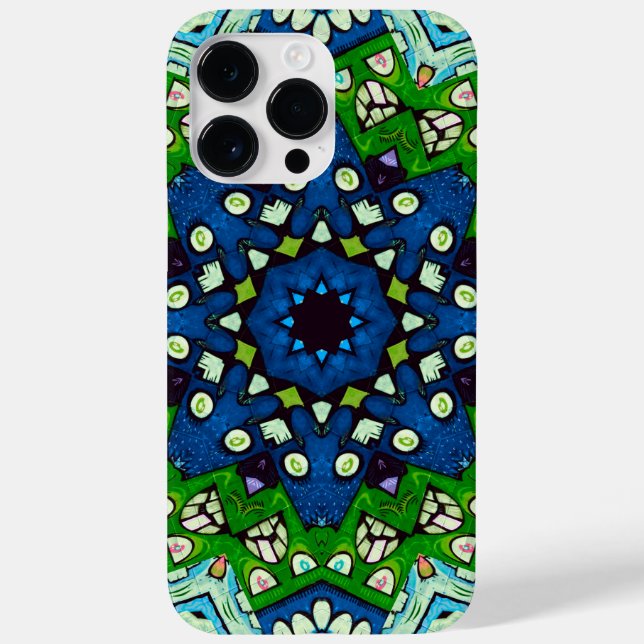 Mosaic Blue Green Hippie Boho Mandala Case-Mate iPhone Case (Back)