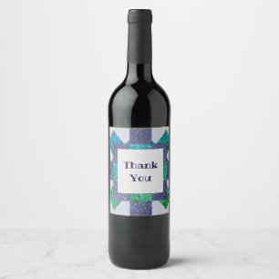 Mosaic Blue Green Thank You Appreciation Wine Label