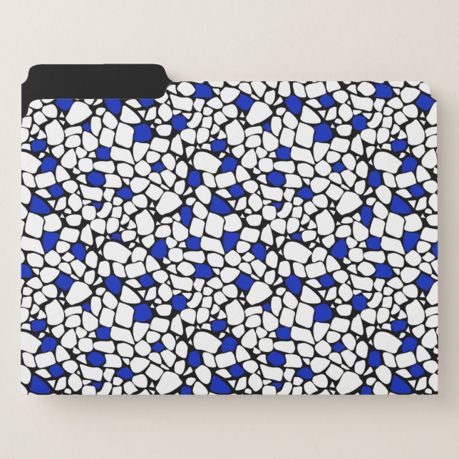 Mosaic blue white black abstract pattern tile retr file folder (Front Left)