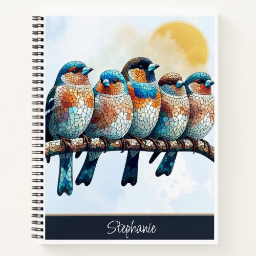 Mosaic Bluebirds Design 85 x 11 spiral notebook