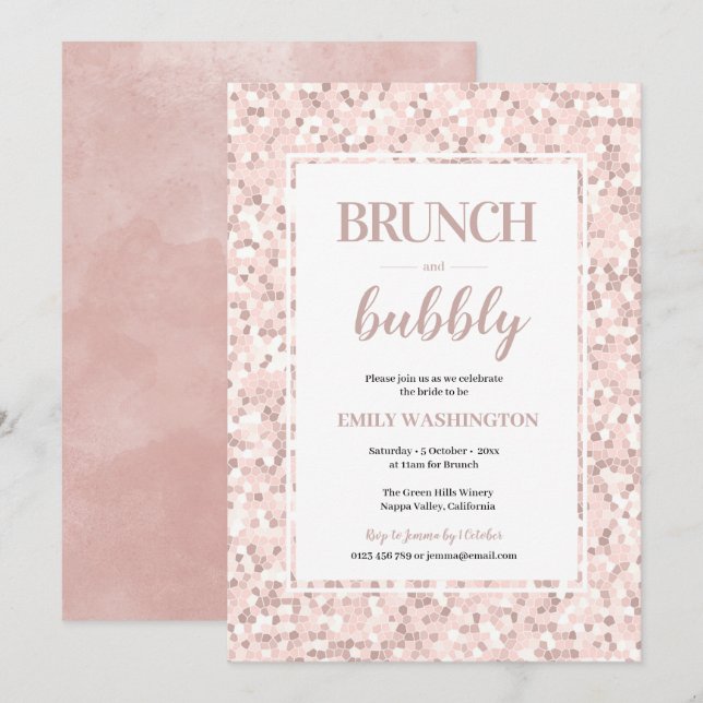 Mosaic Bridal shower Brunch & Bubbly Invitation (Front/Back)
