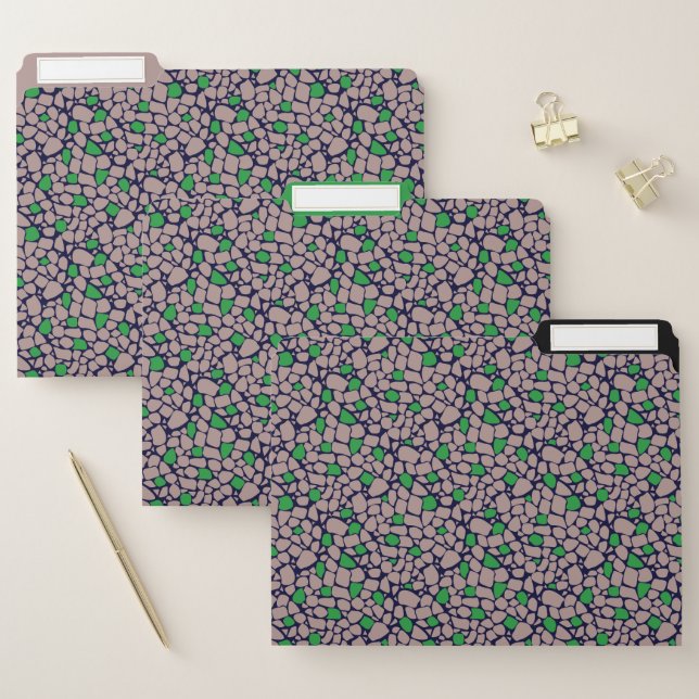 Mosaic brown green abstract tile file folder (Set)