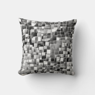 Mosaic Bubble Art / Black & White / Throw Pillow
