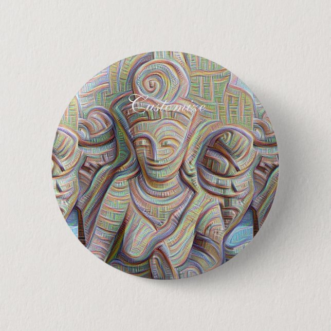 Mosaic  buddha statue button (Front)
