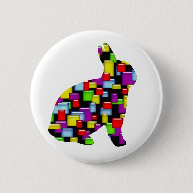 mosaic bunny rabbit button (Front)