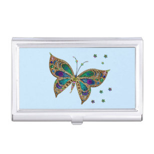 Mosaic Butterfly Blue Business Card Case