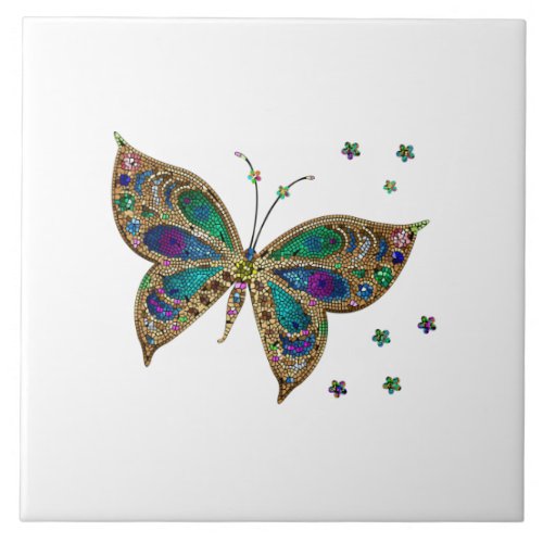 Mosaic Butterfly  Ceramic Tile